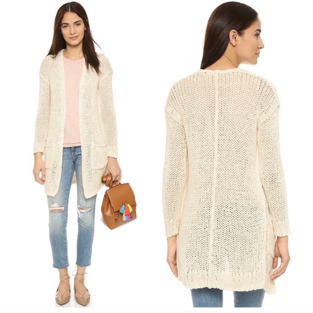 Free People Simply Sienna cream open knit long cardigan